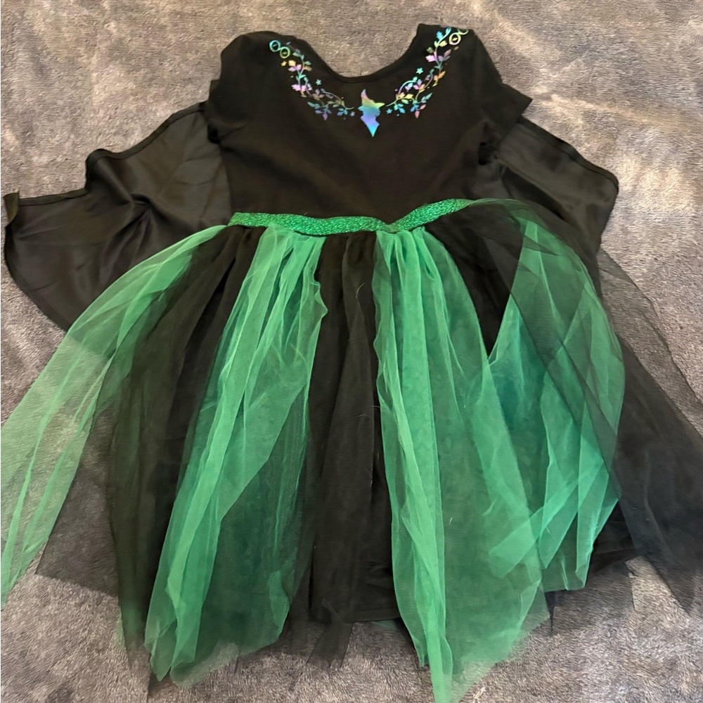 Girls Wicked Elphaba Tulle Black Emerald Green Wizard of Oz Dress sz sm 6/7